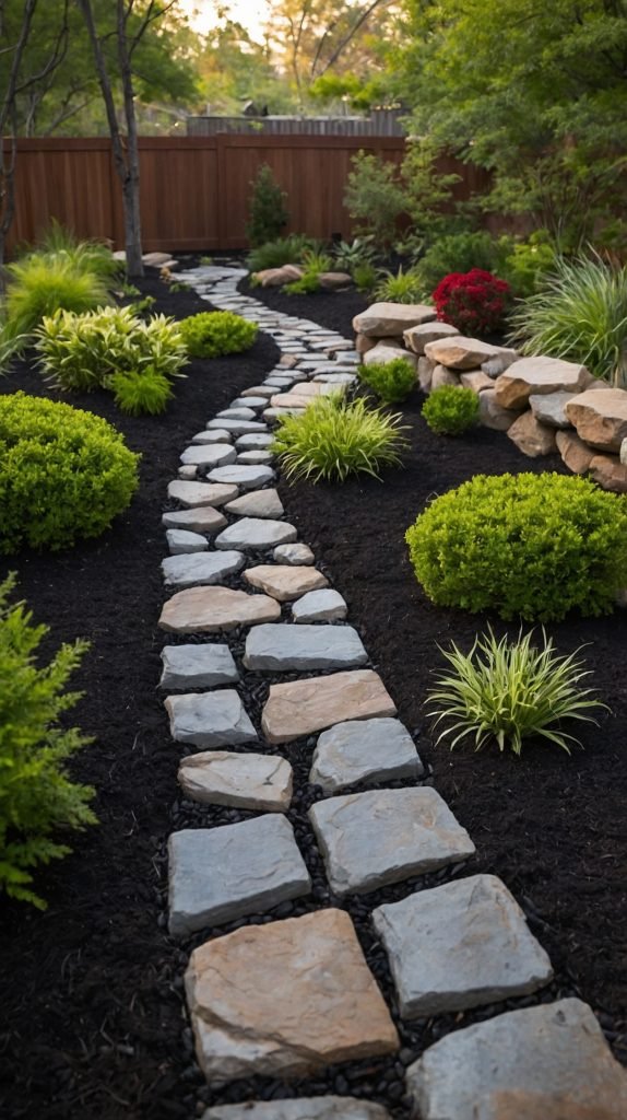 Stone and Mulch Pathway
