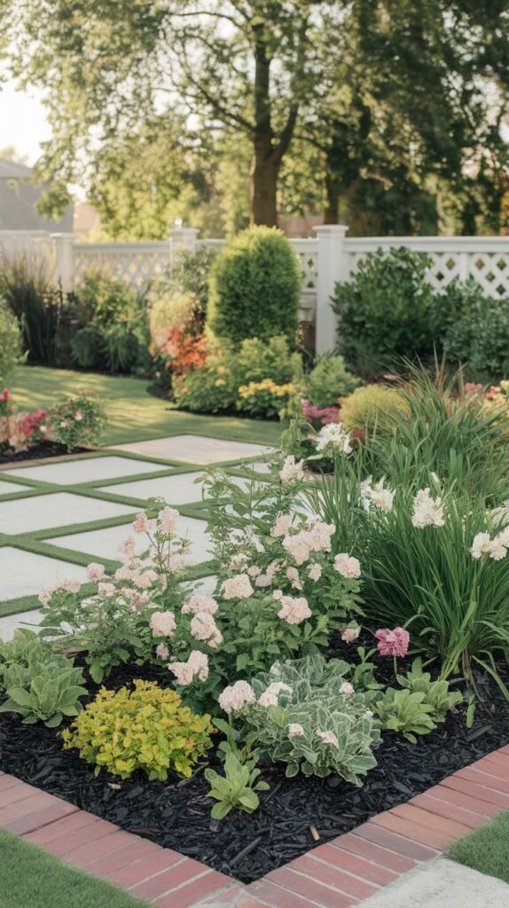Brick Border Mulch Bed