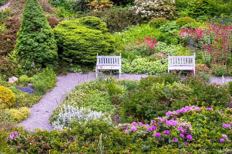 Flower Garden with Stone Pathways