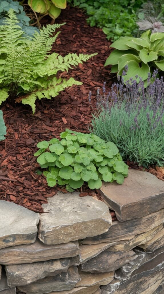 Rock Border Mulch Garden